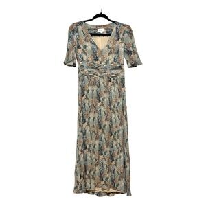 Maison 123 French Girl Parisian Chic Silk Blend Midi Dress Women Size S Romantic